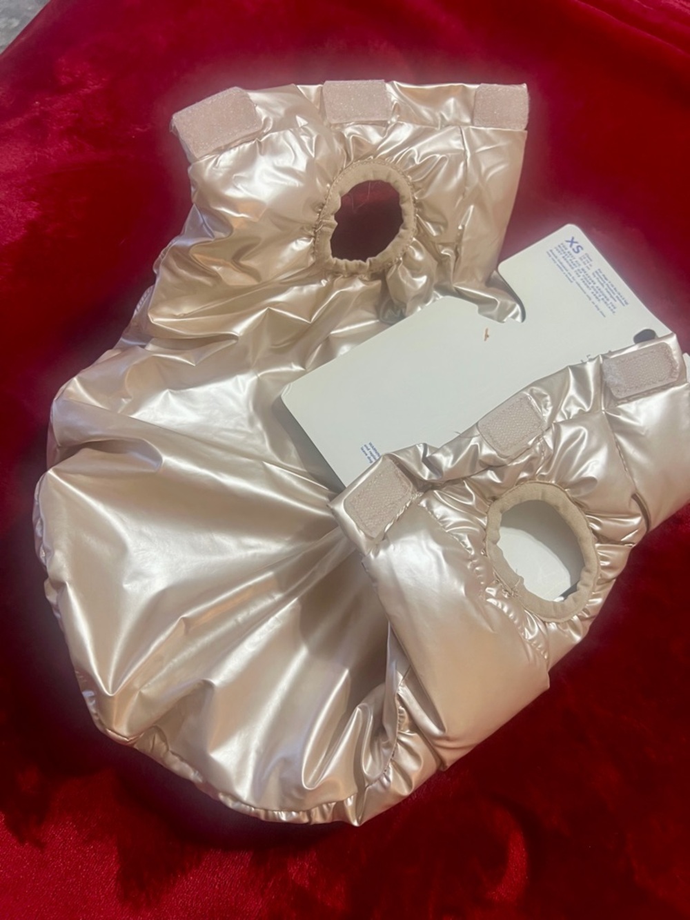 Iridescent Pearl Satin Dog Puffer Vest